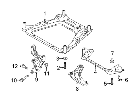 2013 Nissan Juke Front Suspension, Lower Control Arm, Stabilizer Bar, Suspension Components Bolt Diagram for 401781KA0A