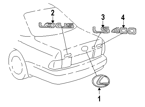 1990 Lexus LS400 Exterior Trim - Trunk Lid Luggage Compartment Door Name Plate, No.2 Diagram for 7544150030