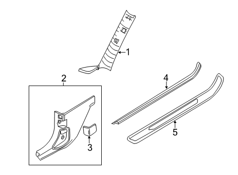 2012 BMW 135i Interior Trim - Pillars, Rocker & Floor Cover, Column A Left Diagram for 51436962889