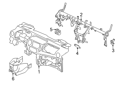 2018 Chevrolet City Express Cluster & Switches, Instrument Panel Reinforce Beam Protector Diagram for 19316756