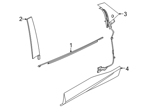 2022 Ford Mustang Mach-E Exterior Trim - Rear Door MOULDING - DOOR OUTSIDE Diagram for LJ8Z5825557AA