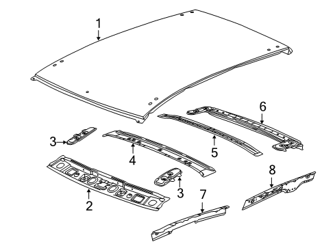 2013 Chevrolet Spark Roof & Components Inner Rail Diagram for 95063127