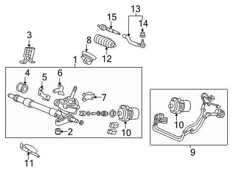 2011 Honda Civic Steering Column & Wheel, Steering Gear & Linkage Rack, Power Steer Diagram for 53601SNRA09