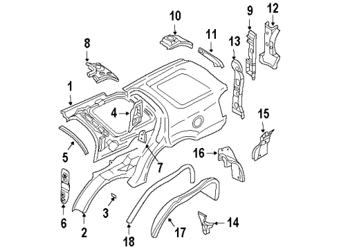 2001 Isuzu Rodeo Inner Structure - Quarter Panel Reinforcement, Seat Belt Anchor Diagram for 8971388740