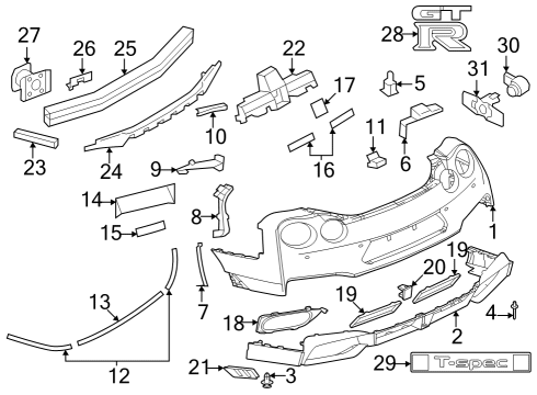 Bumper & Components - Rear FINISHER-REAR BUMPER, CENTER Diagram for 850706HW0A