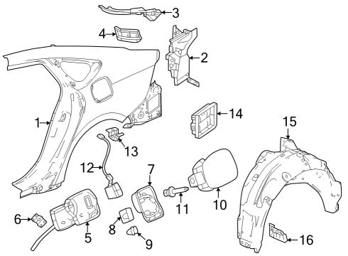 Quarter Panel & Components STRAKE, R. RR. Diagram for 74475TVAA10