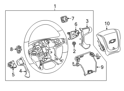 2016 Chevrolet Silverado 2500 HD Steering Column, Steering Wheel & Trim Cover Diagram for 22819570