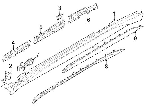 2017 BMW X1 Exterior Trim - Pillars, Rocker & Floor Supporting Strip, Side Sill, Middle Left Diagram for 51777332331