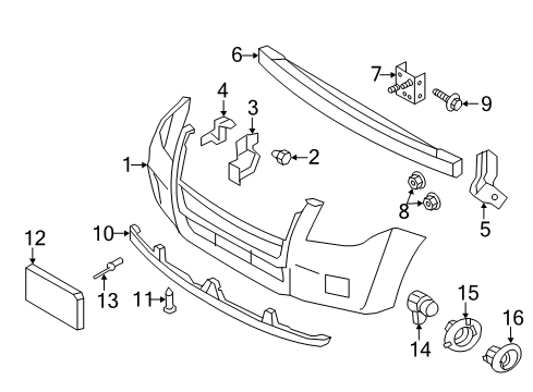 2011 Mercury Mariner Parking Aid Park Sensor Bracket Diagram for AE6Z15A862A