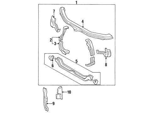 1999 Toyota Avalon Radiator Support Side Support Diagram for 5320207010