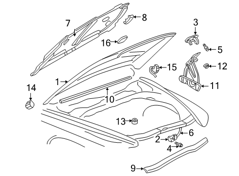 1998 Dodge Dakota Hood & Components, Exterior Trim Insert-Hood Diagram for 55295240