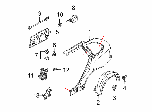 2001 BMW X5 Fuel Door Cover, Wheel Housing, Rear Right Diagram for 51718403060