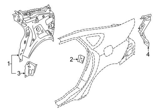 2019 Ford SSV Plug-In Hybrid Inner Structure - Quarter Panel Striker Reinforcement Diagram for DS7Z54250A06A