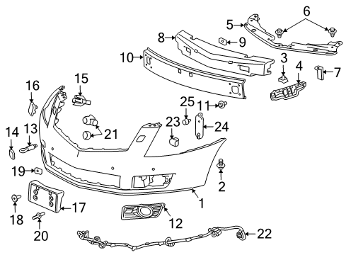 2011 Cadillac SRX Front Bumper Side Bracket Diagram for 22806471