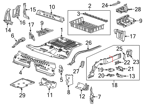 2018 Cadillac CTS Rear Floor & Rails Rear Floor Pan Diagram for 22910293
