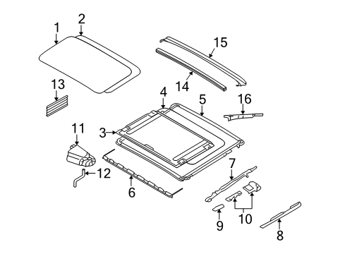 2009 BMW 128i Sunroof Switch Unit Roof Diagram for 61319180037