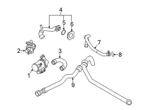 2011 BMW 528i Water Pump Thermostat Water Coolant Pipe Hose Diagram for 11537581942