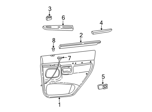 2001 Ford Explorer Front Door Armrest Pad Diagram for XL2Z7827618AAC
