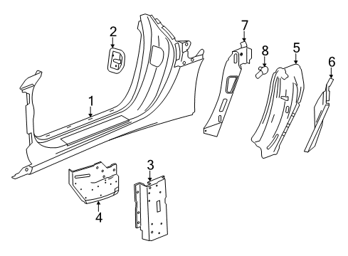2018 Chevrolet Corvette Aperture Panel, Hinge Pillar, Lock Pillar Inner Lock Pillar Diagram for 20982829