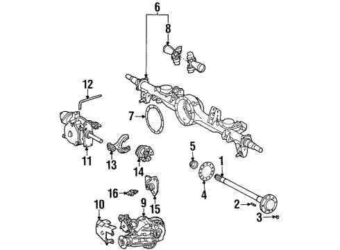 1996 Lexus LX450 Axle & Differential - Rear Sleeve, Rear Differential Lock Diagram for 4145360011