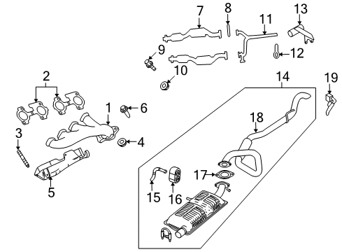 2004 Mercury Marauder Exhaust Components Muffler Diagram for 4W3Z5230BA