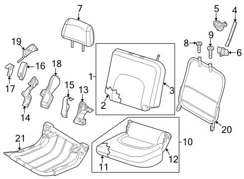 2022 Nissan Frontier Rear Seat Components PAD ASSY-CUSHION, REAR SEAT LH Diagram for 883619BU0C