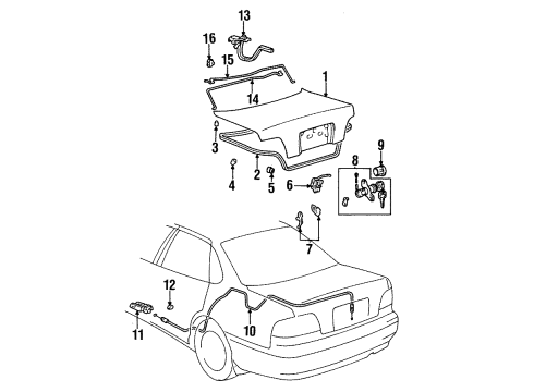 1996 Toyota Avalon Trunk Weatherstrip Diagram for 6446107020