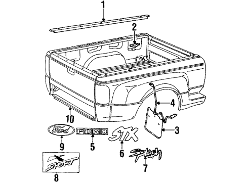1994 Ford Ranger Exterior Trim - Pick Up Box Stone Guard Diagram for F37Z99292A23B