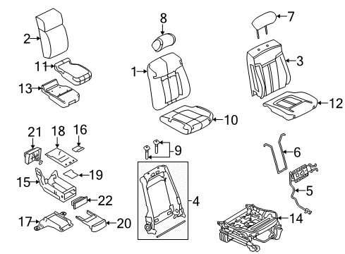 2010 Ford F-150 Front Seat Components Seat Back Cover Diagram for 9L3Z1564416QA