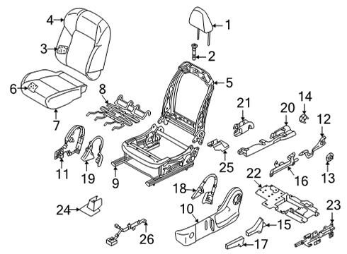 Driver Seat Components Lever - Front Seat Back Diagram for 876176CA0A