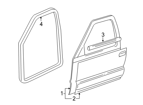 2007 Saab 9-7x Front Door Belt Weatherstrip Diagram for 25864093