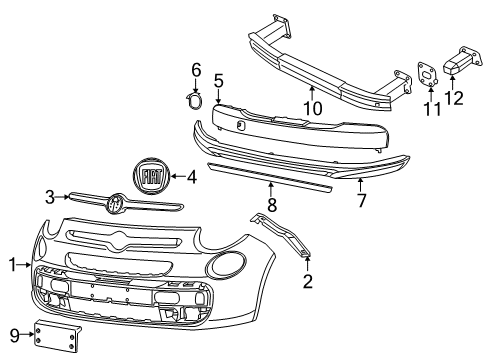2014 Fiat 500L Front Bumper Medallion Diagram for 68202182AA
