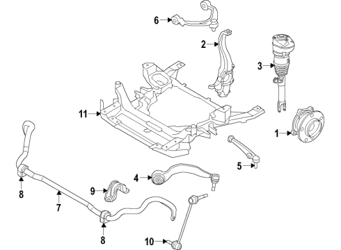 2020 BMW 740i Front Suspension, Lower Control Arm, Upper Control Arm, Ride Control, Stabilizer Bar, Suspension Components Stabilizer, Front Diagram for 31306873459
