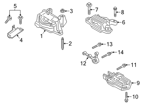 2022 Ford Escape Automatic Transmission Bracket Stud Diagram for W720294S439