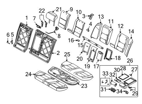 2006 BMW 550i Rear Seat Components Armrest Rear, Leather Diagram for 52207245846