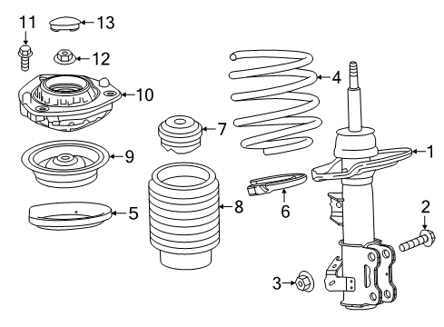 2018 Chevrolet Camaro Struts & Components - Front Strut Diagram for 23420867