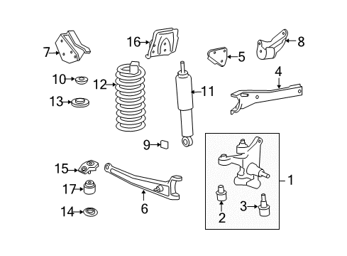 2008 Ford F-250 Super Duty Front Suspension, Stabilizer Bar, Suspension Components Radius Arm Diagram for 7C3Z3A360AC
