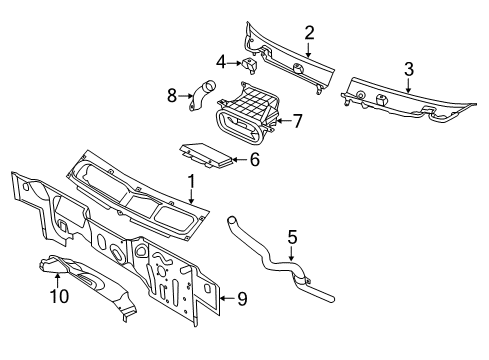 2020 Ram ProMaster 1500 Cowl Panel-Dash Diagram for 68157035AC