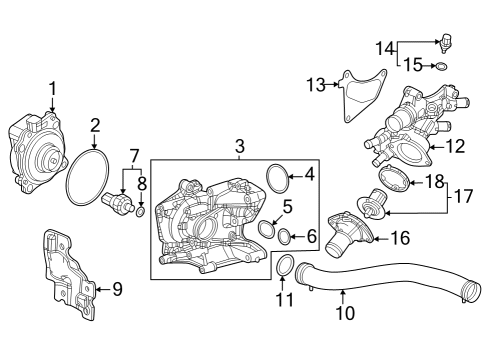 Water Pump O-Ring, Water Pass Diagram for 9130659B003