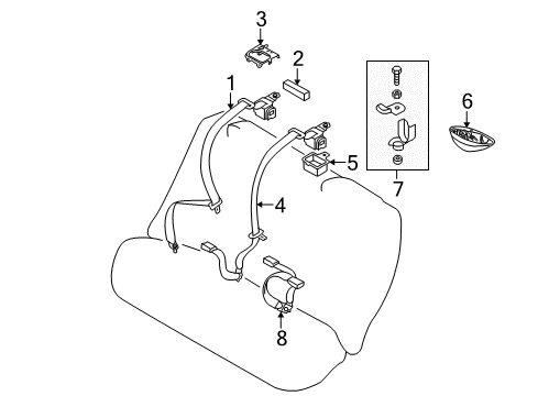 2008 Kia Spectra Seat Belt Pad Diagram for 898522F000