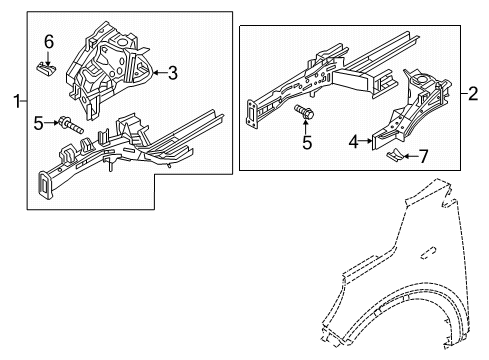 2016 Kia Sorento Structural Components & Rails Fender Mounting Bracket Assembly, Left Diagram for 64517C5000