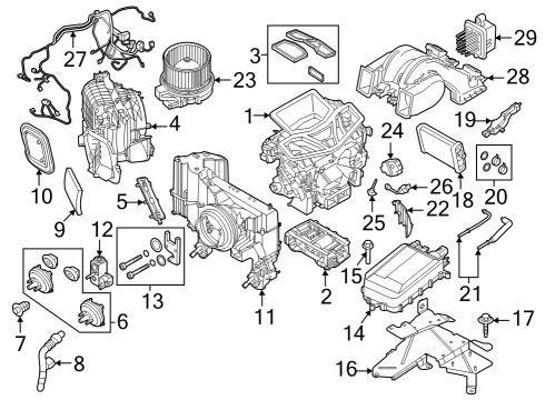 A/C Evaporator & Heater Components Screw Diagram for 07129907489