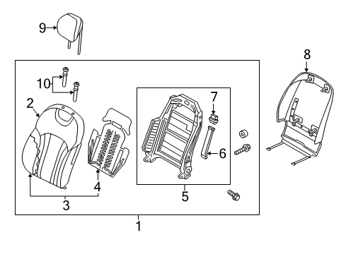 2017 Genesis G80 Driver Seat Components Frame Assembly-Front Seat Back Driver Diagram for 88310B1060