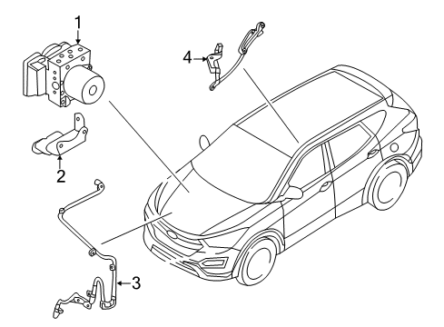 2017 Hyundai Santa Fe Sport ABS Components Bracket-Hydraulic Module Diagram for 589602WEA0