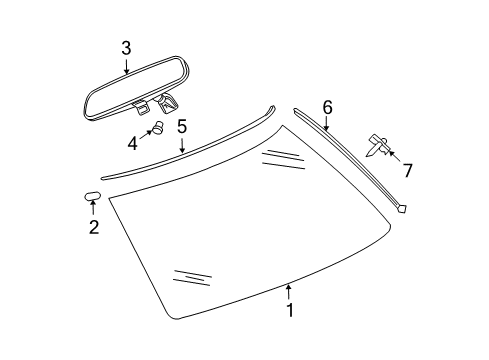 2007 Dodge Magnum Windshield Glass, Reveal Moldings Clip Diagram for 4806225AA