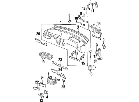 1993 Honda Civic del Sol Instrument Panel Stay, AT Connector Diagram for 35701SR2000