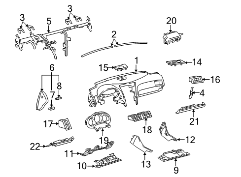 2008 Lexus GS450h Instrument Panel Pad Sub-Assy, Instrument Panel Safety Diagram for 5540130730C0