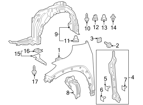 Fender & Components Fender Liner Diagram for 538760A110