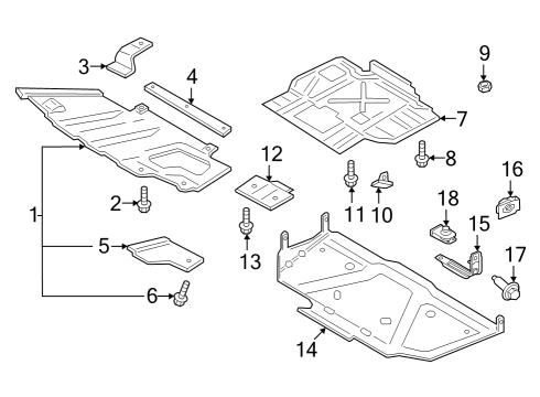 2022 Ford F-150 Bumper & Components - Front Front Plate Bracket Diagram for HL3Z6G079C