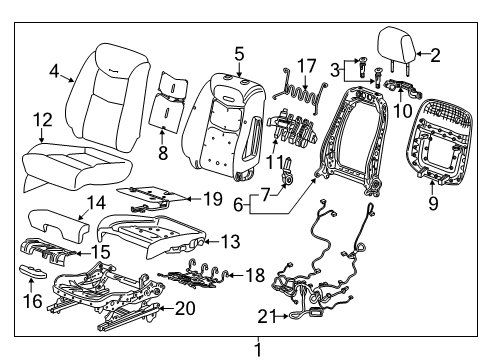 2018 Cadillac XT5 Driver Seat Components Seat Cushion Pad Diagram for 84572340